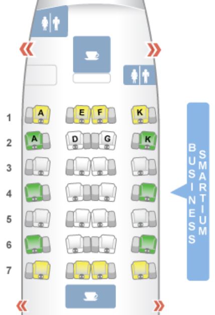Asiana Airlines A350 Business Class Seat Map