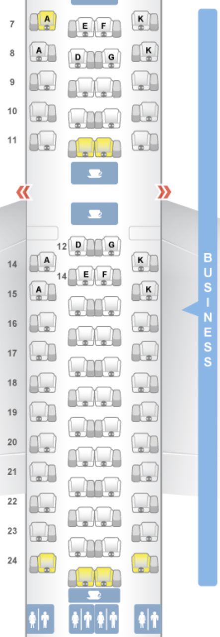 Asiana Airlines A380 Business Class Seat Map