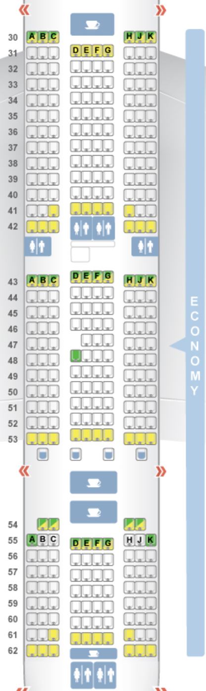 Asiana Airlines A380 Economy Class Seat Map 1