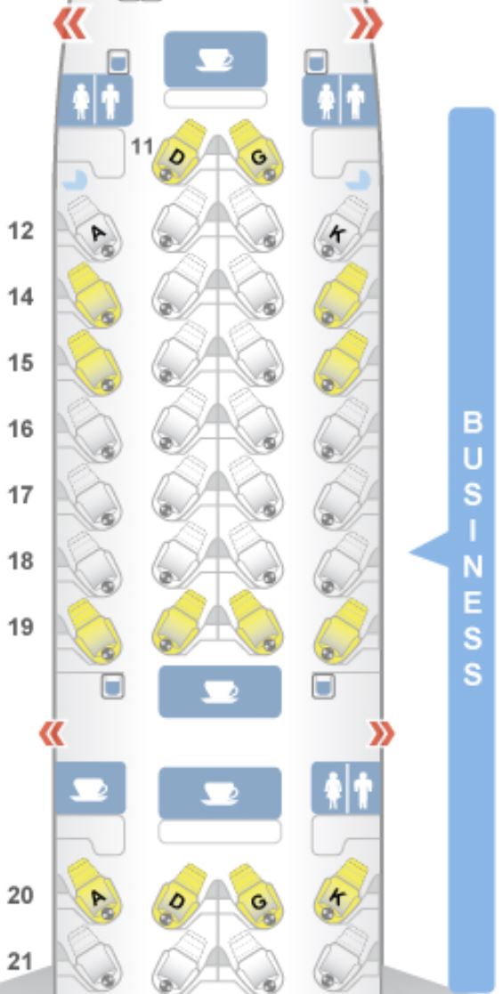 Cathay Pacific A350-900 Business Class Seat Map