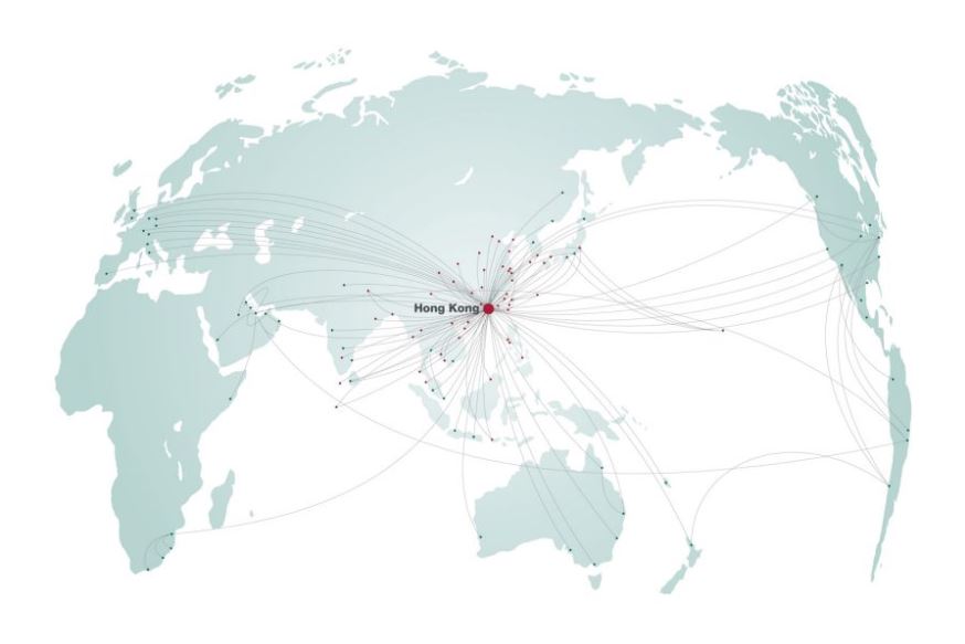 Mapa de rutas de Cathay Pacific