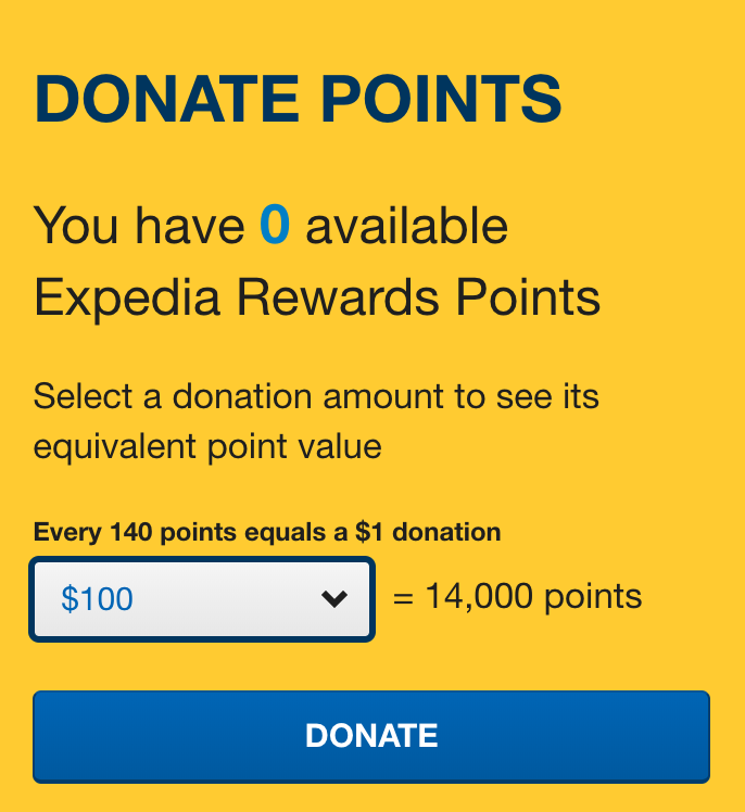 Expedia Rewards - Donate Points