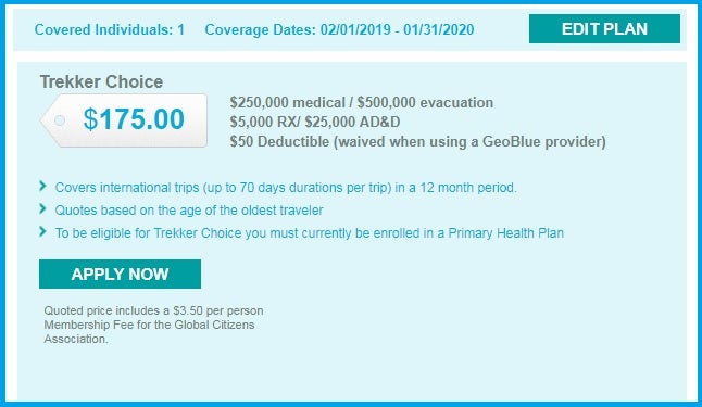 Geoblue Trekker Policy