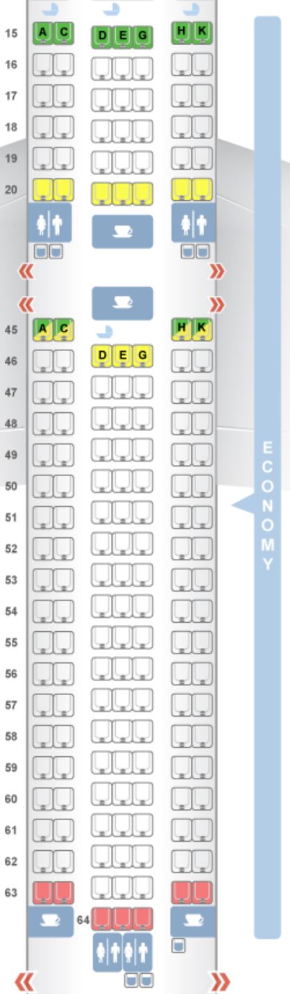 Japan Airlines 767 Economy Class Seat Map