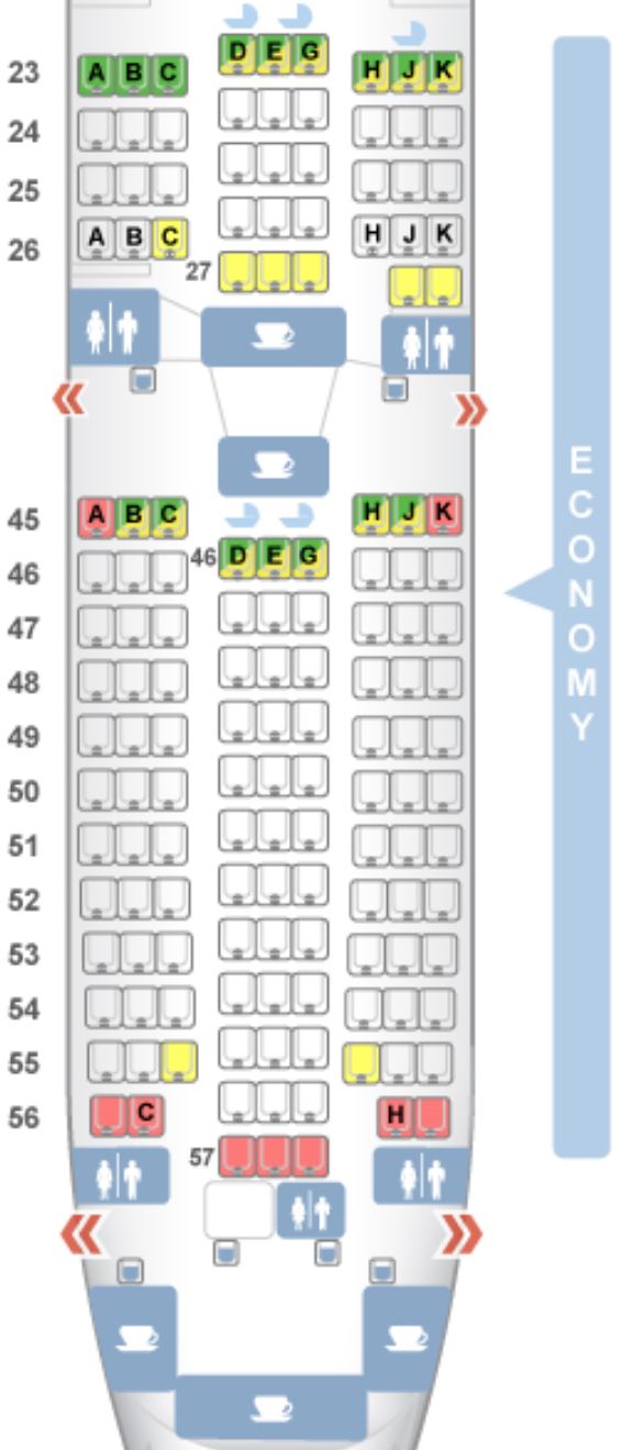 Japan Airlines 777-300 Economy Class Seat Map