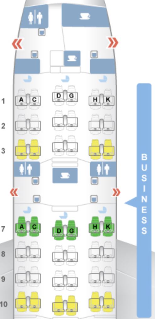Japan Airlines 787-8 Old Business Class Seat Map