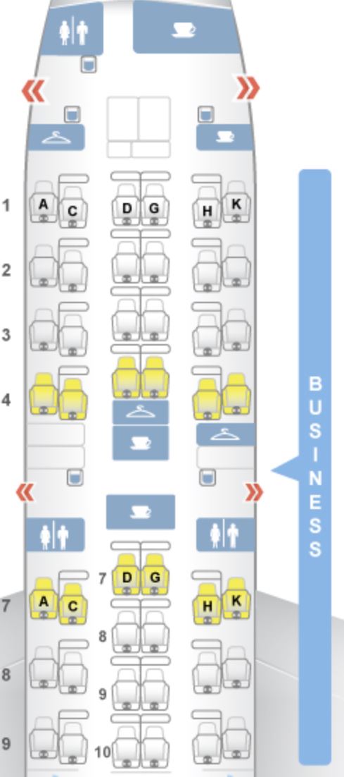 Japan Airlines 787-9 SS Business Class Seat Map