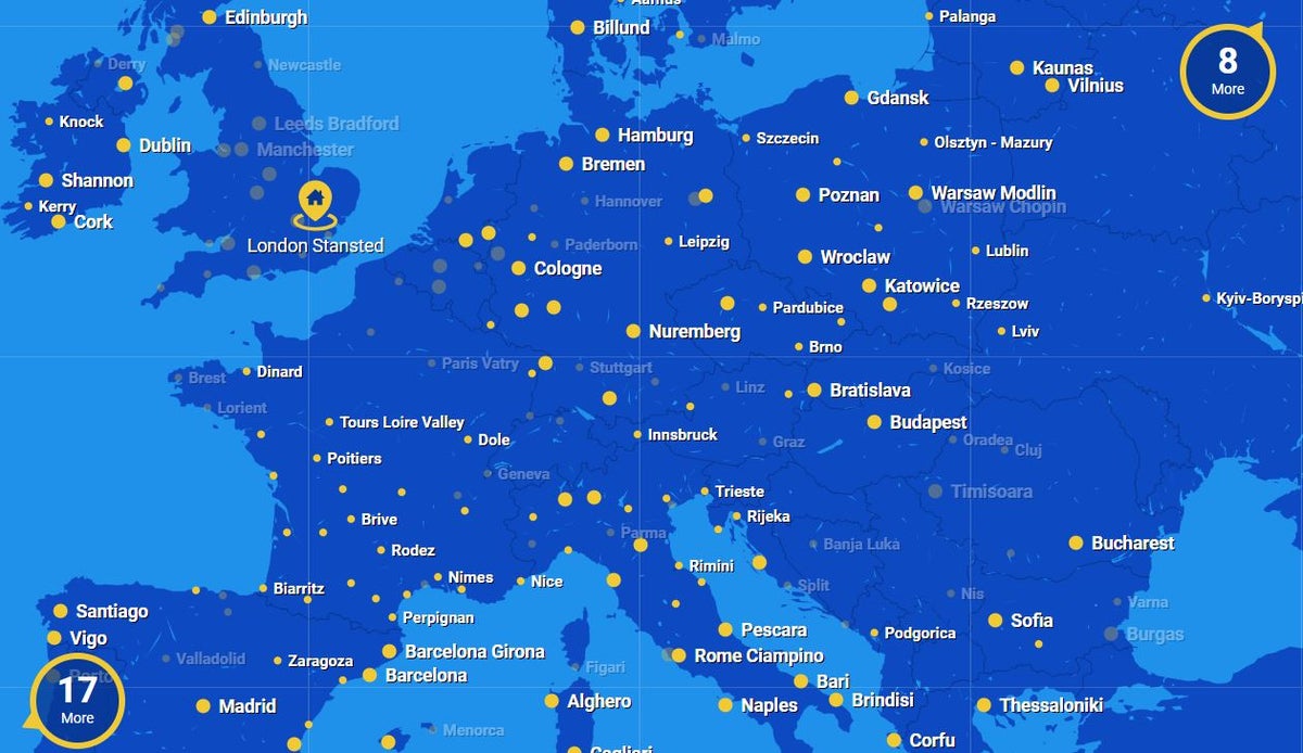 Ryanair Route Map
