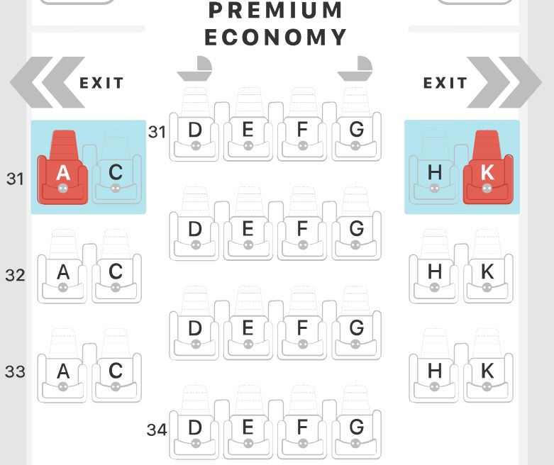 Singapore Airlines 777-300ER Premium Economy Seat Map