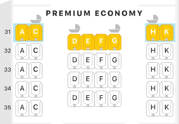 Singapore Airlines A380 Premium Economy Seat Map