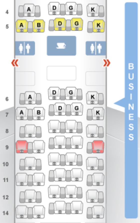 Swiss Air A330 Business Class Seat Map