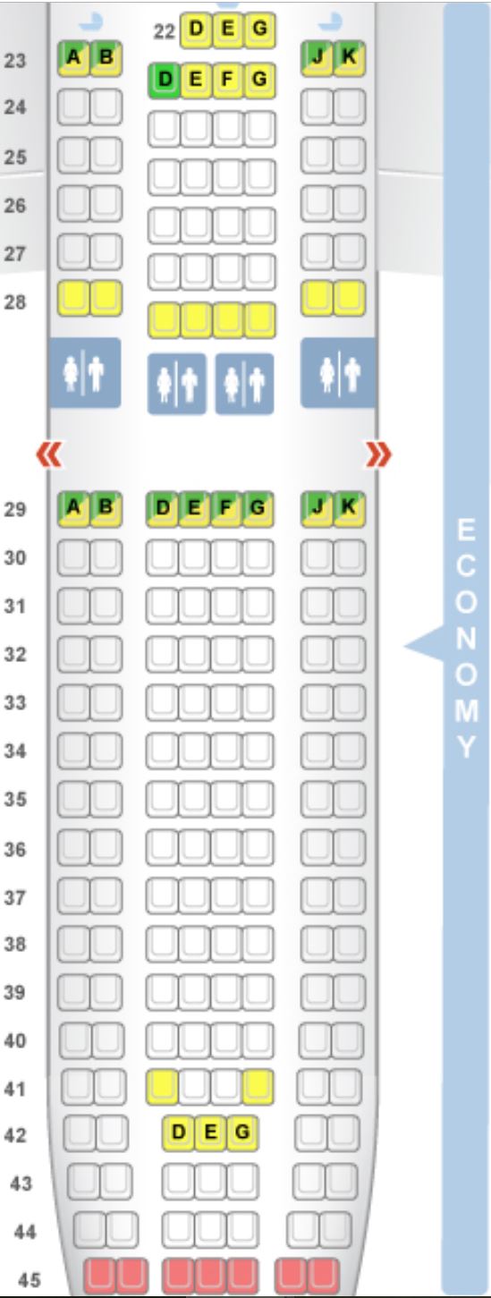 Swiss Air A330 Economy Class Seat Map