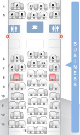 Swiss Air A340 Business Class Seat Map