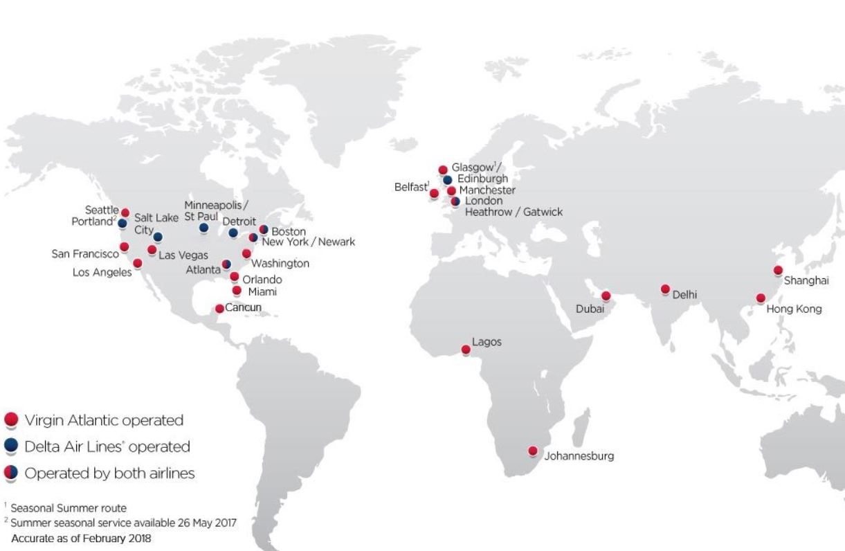 Virgin Atlantic Route Map Virgin Atlantic Route Map