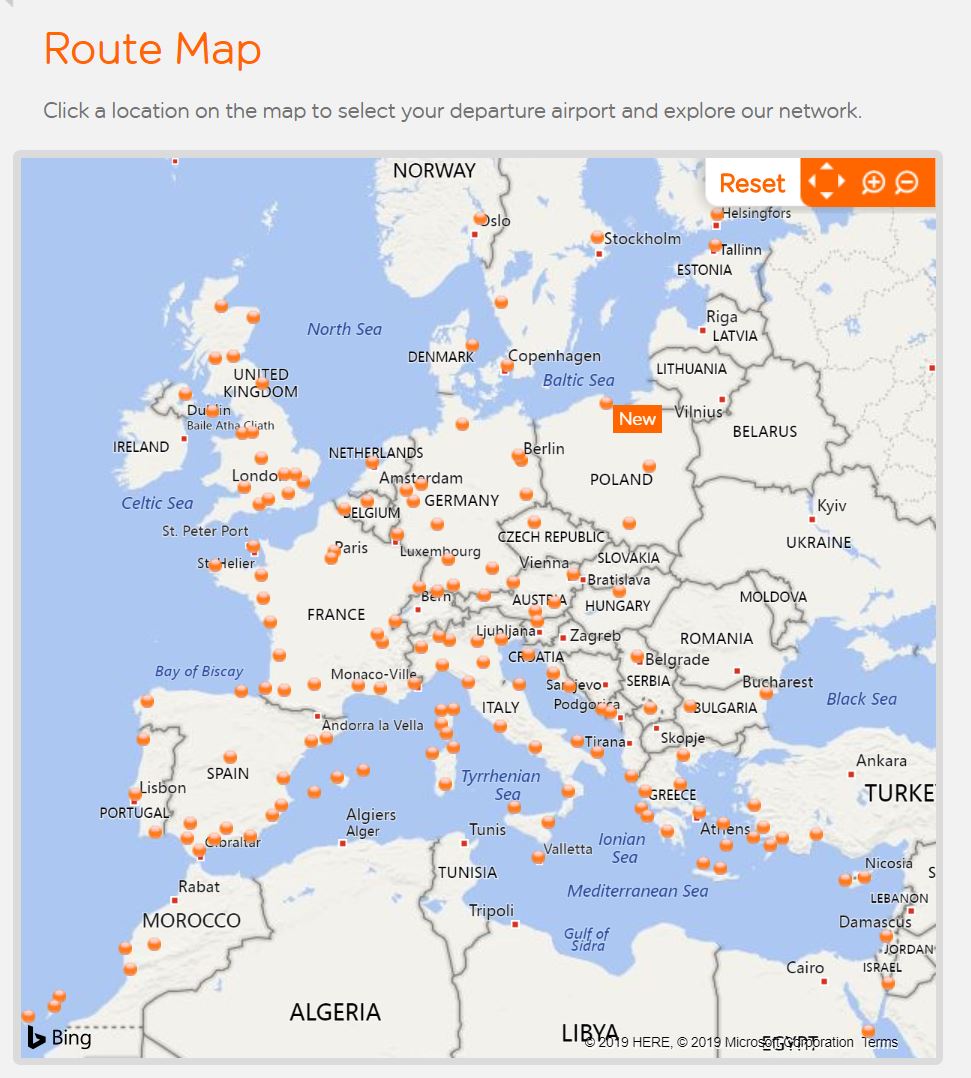 Mapa de ruta de easyJet