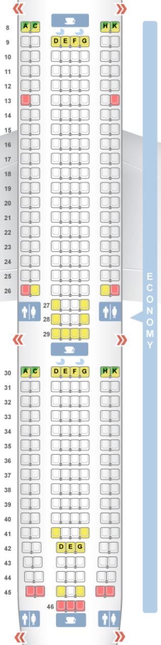 Aer Lingus A330-300 Economy Class Seat Map