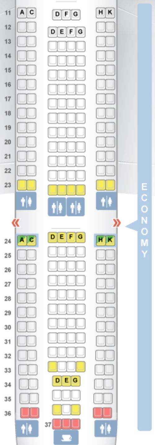 Aeroflot A330-200 Economy Class Seat Map