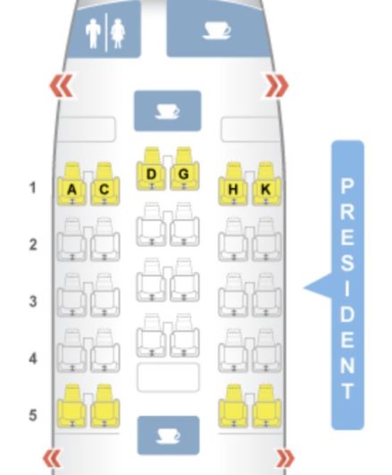 Aeroflot A330-300 Business Class Seat Map