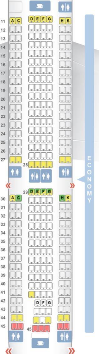 Aeroflot A330-300 Economy Class Seat Map