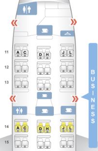 Air China A330-200 Business Class Seat Map