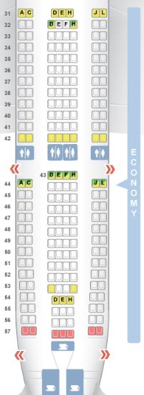 Air China A330-200 Economy Class Seat Map