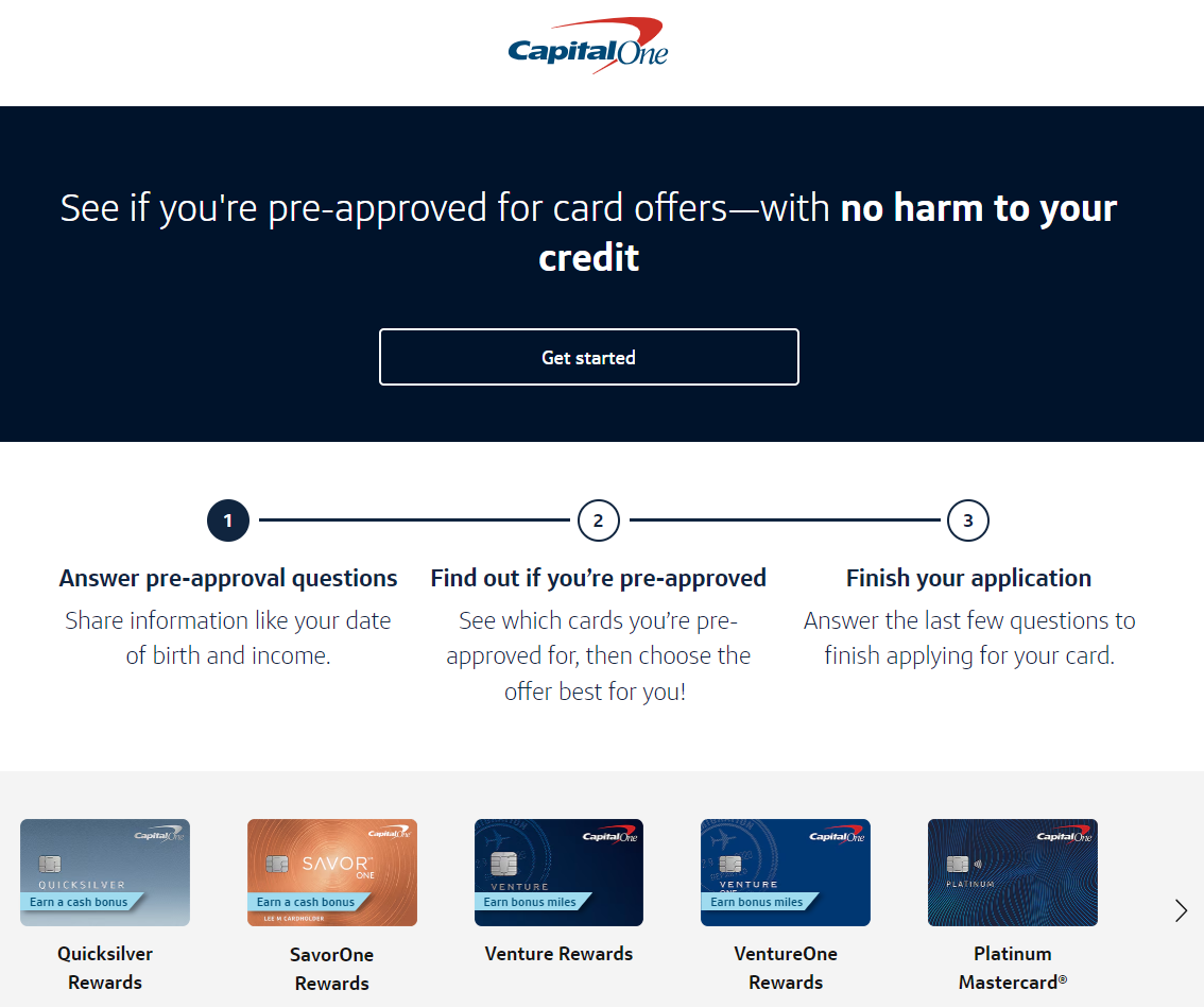 Capital One prequalification