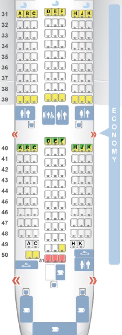 Hainan Airlines 787-8 Economy Class Seat Map