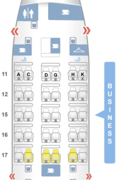 Hainan Airlines Old 787-9 Business Class Seat Map