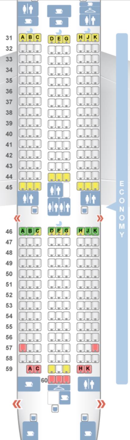 Hainan Airlines Old 787-9 Economy Class Seat Map