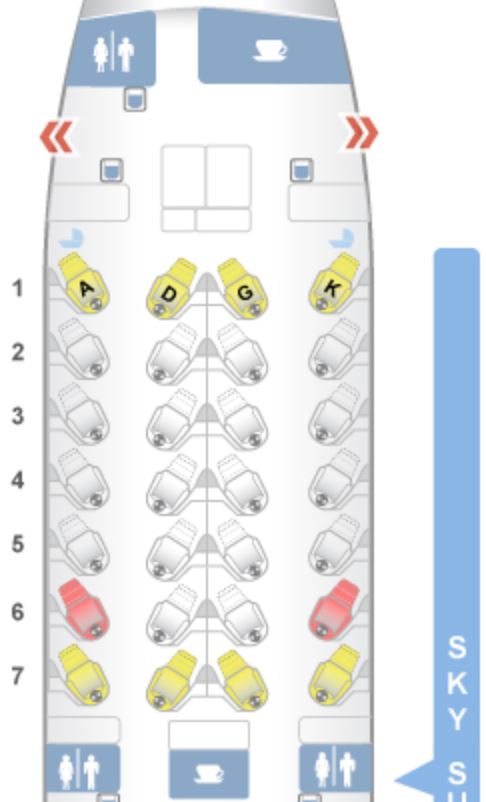 Japan Airlines 787-9 SS 3 Business Class Seat Map