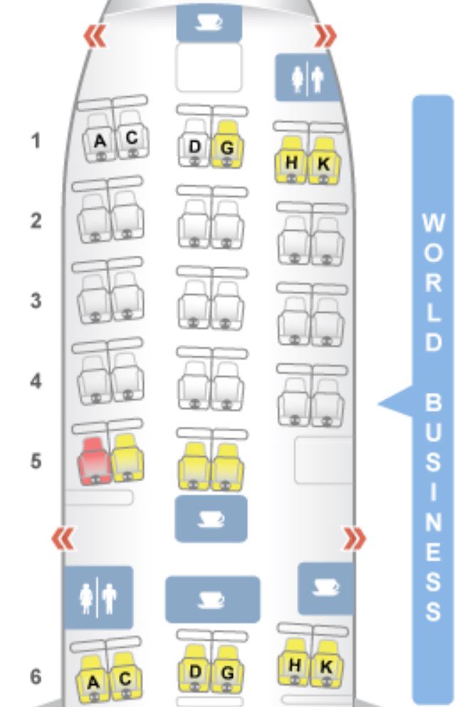 KLM 777-200 Business Class Seat Map