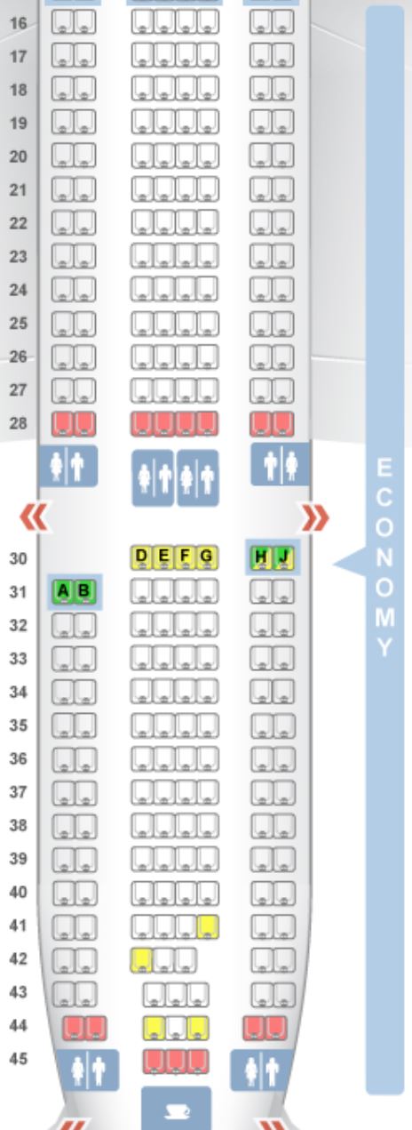 KLM A330-300 Economy Class Seat Map