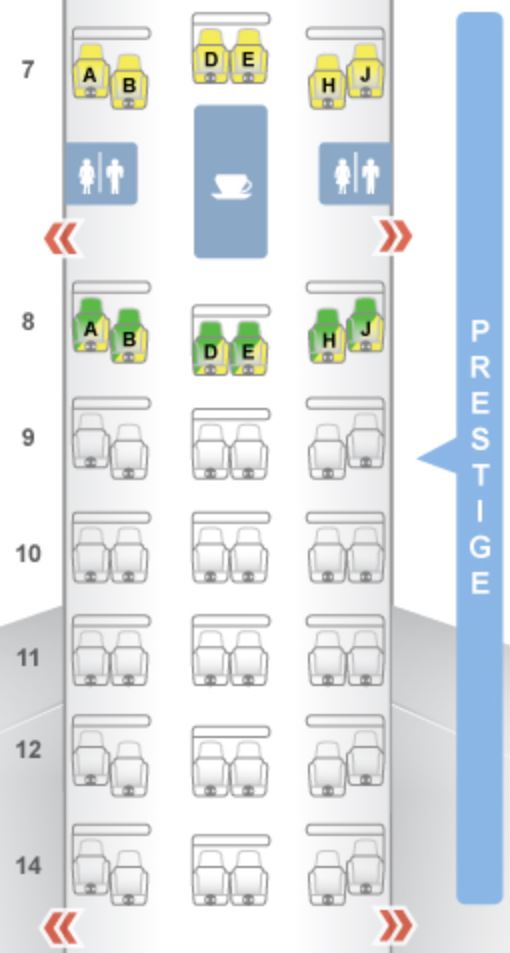 Korean Air 777-300ER Business Class Seat Map v2