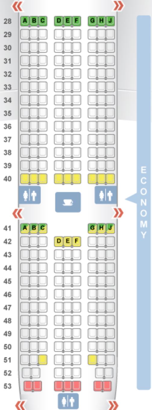 Korean Air 777-300ER Economy Class Seat Map