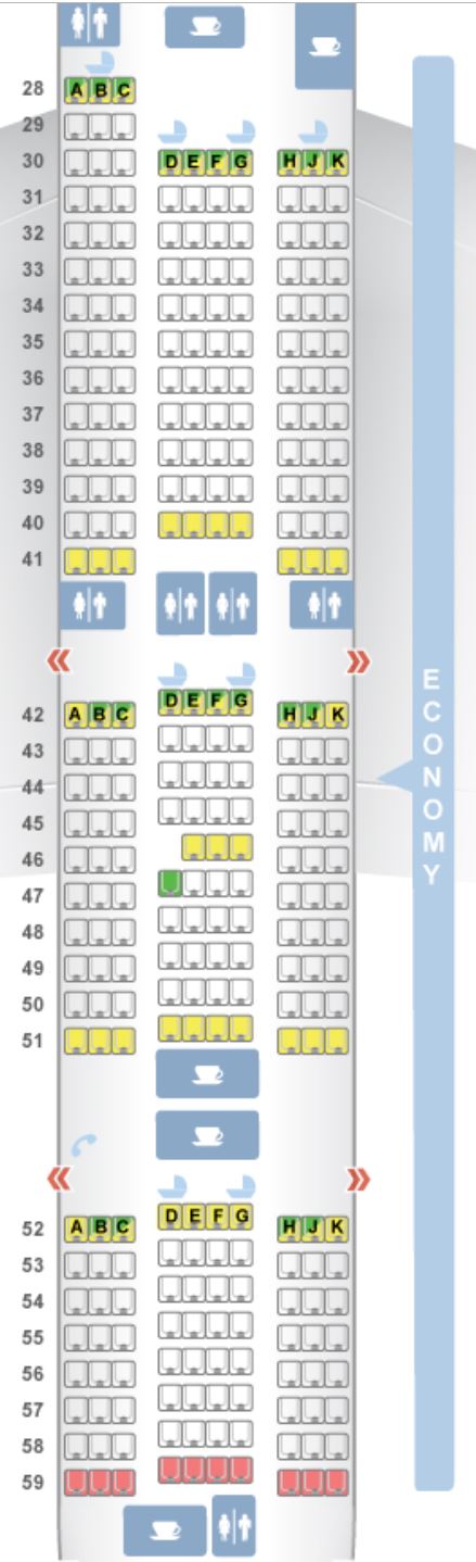 Korean Air A380 Economy Class Seat Map