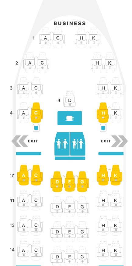 Lufthansa 747-4 Business Class Seat Map 1
