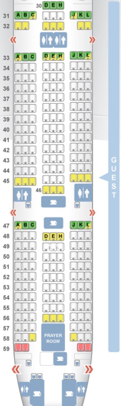 Saudia 777-300ER Economy Class Seat Map