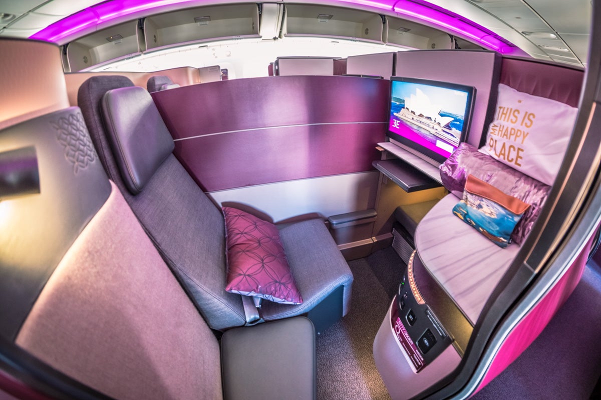 Qatar Airways Boeing 777 Qsuite Business Class Cabin