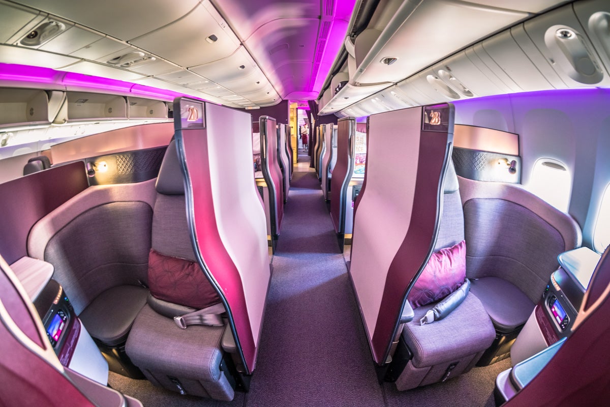 Qatar Airways Boeing 777 Qsuite Business Class Cabin