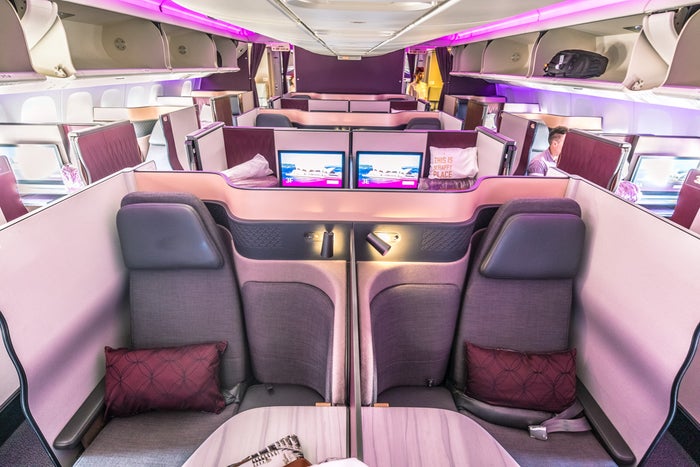 Qatar Airways Boeing 777 Qsuite Business Class Cabin