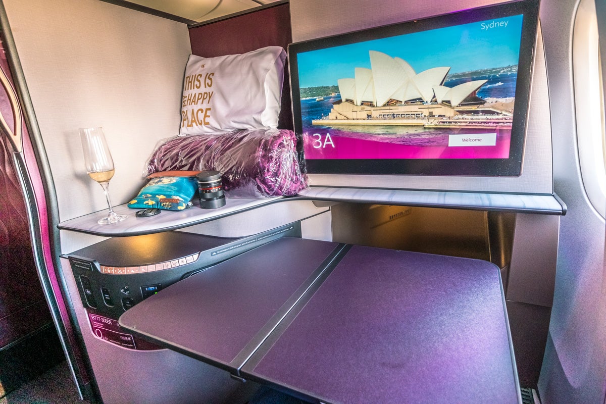 Qatar Airways Boeing 777 Qsuite Business Class Tray Table