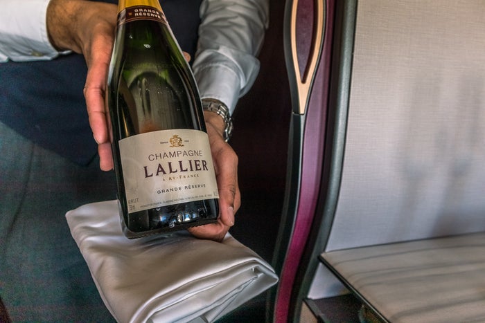 Qatar Airways Boeing 777 Qsuite Business Class Champagne