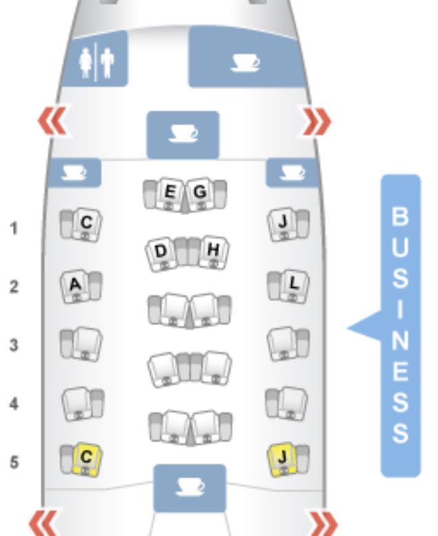 Alitalia A330-200 Business Class Seat Map