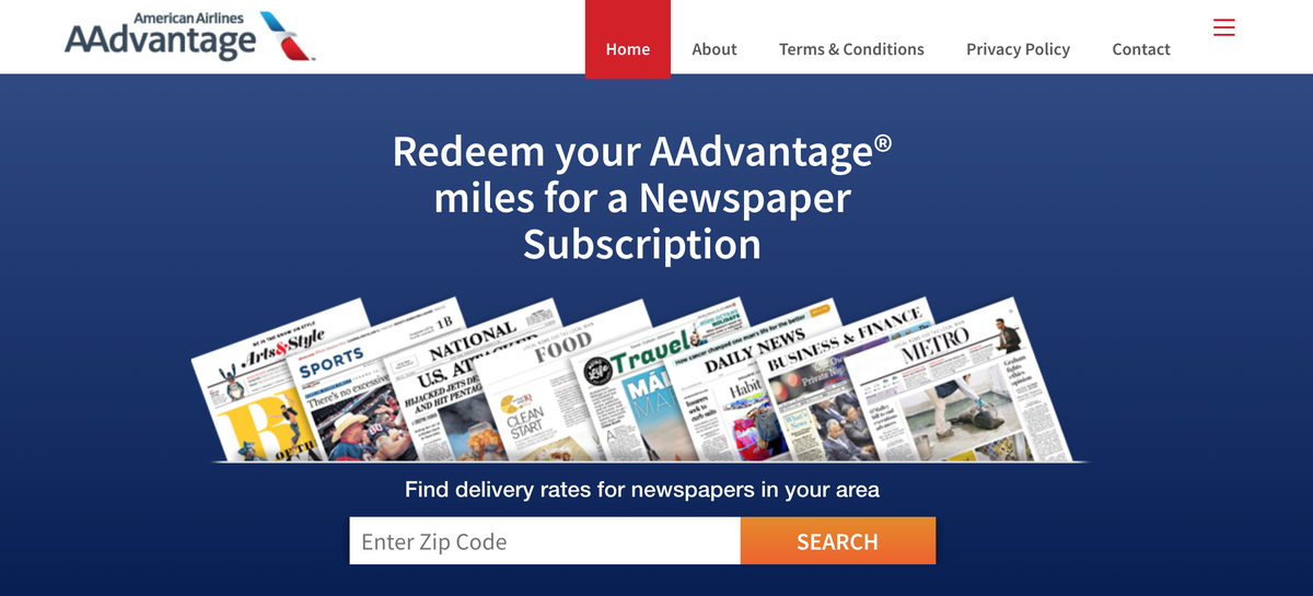 American Airlines Newspaper subscription