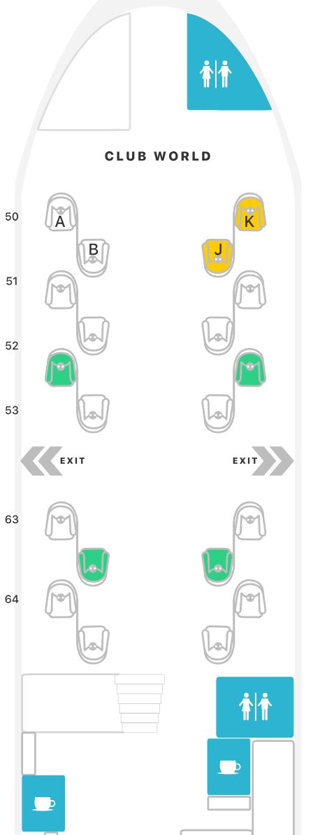 British Airways 747-400 v2 Business Class Seat Map Upper Deck