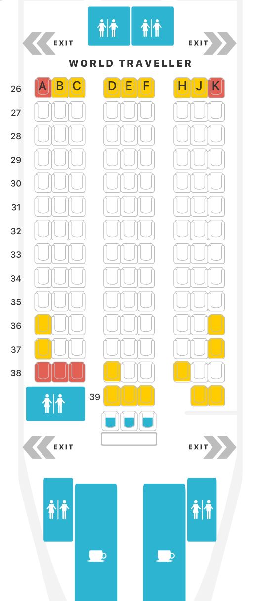 British Airways 777-200 4-Class Economy Class Seat Map