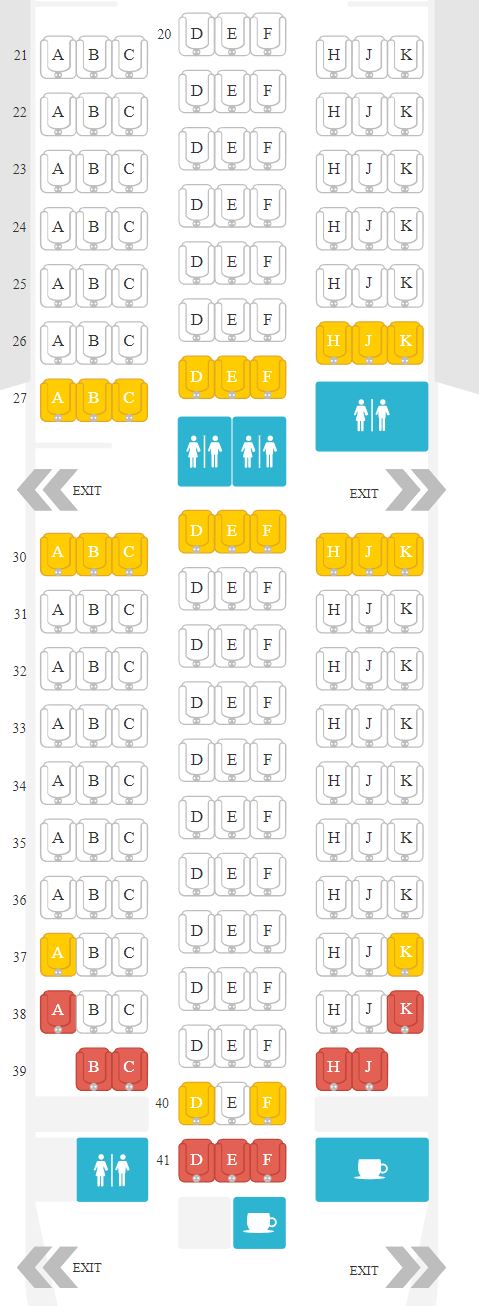 British Airways 787-8 Economy Class Seat Map