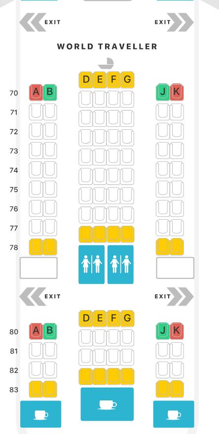 British Airways A380 Economy Class Seat Map Upper Deck