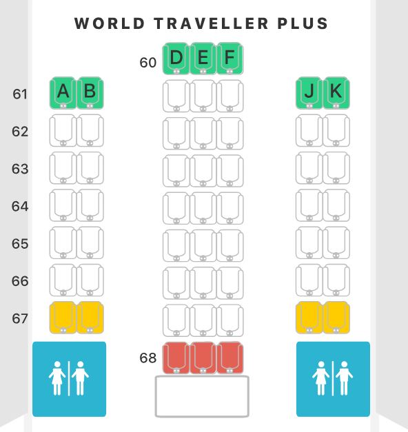British Airways A380 Premium Economy Class Seat Map Upper Deck