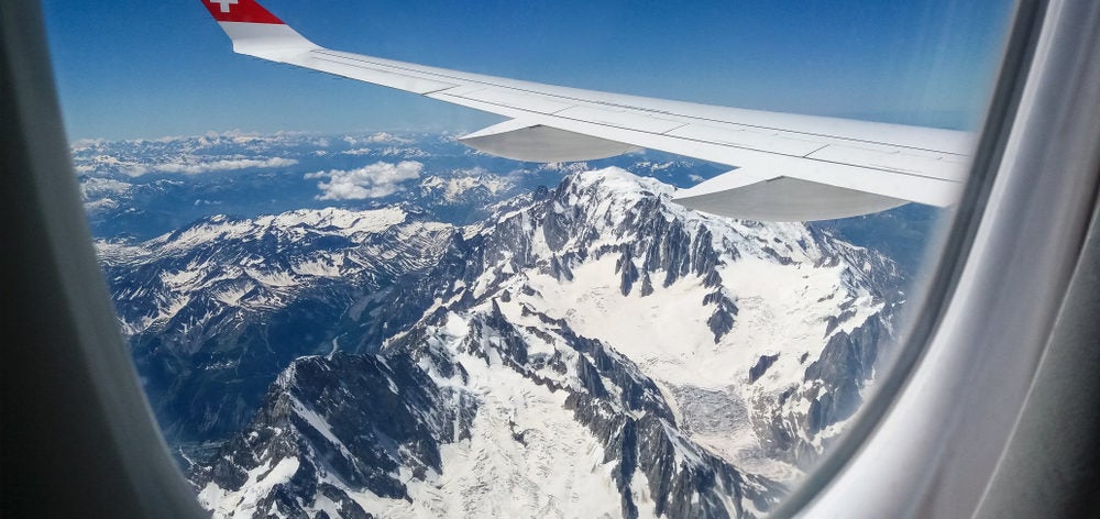 Flying over the Alps on Swiss Air